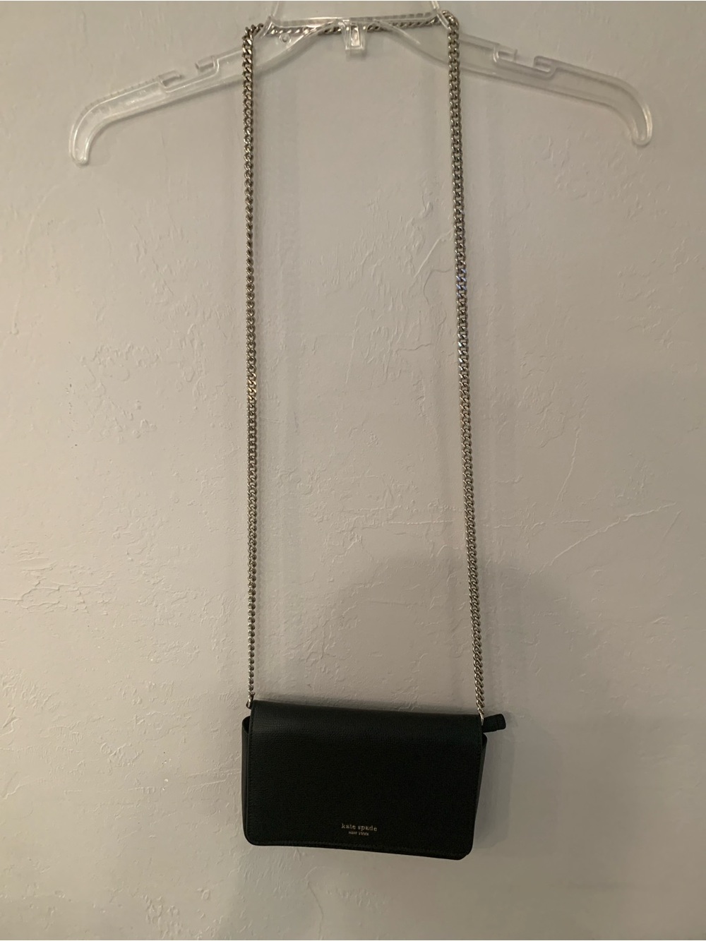 Kate Spade Small Compact Size Black Leather Chain Crossbody Bag no flaws - Picture 5 of 6